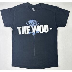 VLONE x Pop Smoke "The Woo" Blue Rose T-Shirt Black Size M Rare Streetwear
